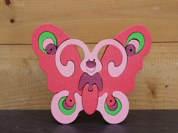 puzzel-blokpuzzel vlinder roze