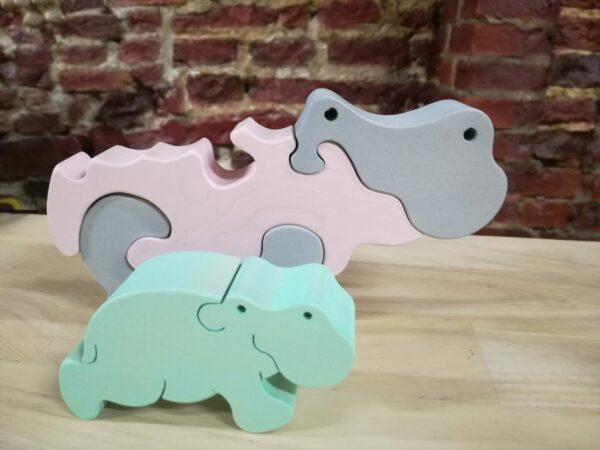 puzzel-blokpuzzel nijlpaardfamilie roze