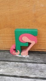 puzzelletter-blokpuzzel F-flamingo