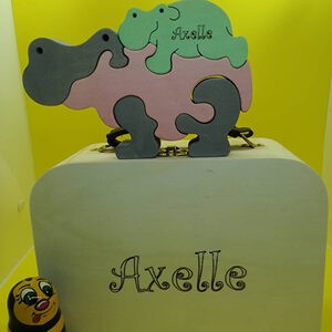 puzzel-blokpuzzel nijlpaardfamilie roze