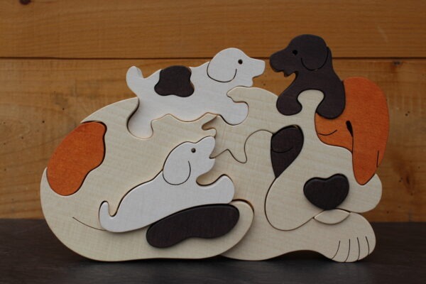 puzzel-blokpuzzel hondenfamilie wit